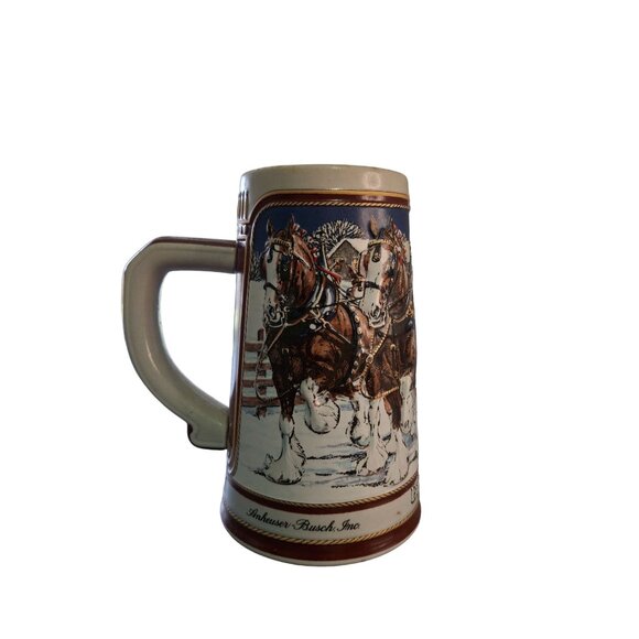 1989 Budweiser Holiday Beer Stein Clydesdales Collector Series Anheuser Busch - Picture 4 of 9